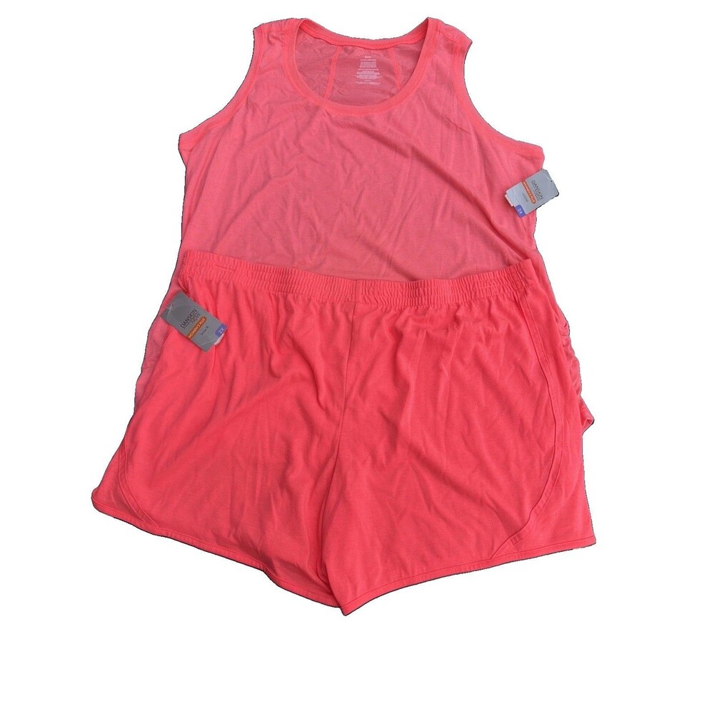 Danskin Now Women’s Plus 2X Coral Tank Top & Shorts Set Loose NWT Activewear
